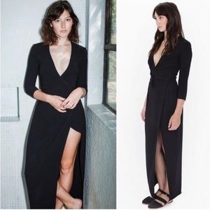 American Apparel Julliard Black Wrap Maxi Dress